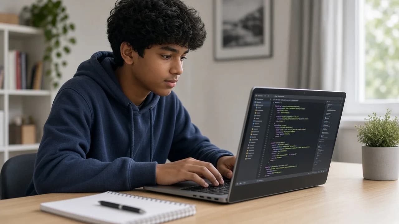 UK GCSE age student building an advanced coding project