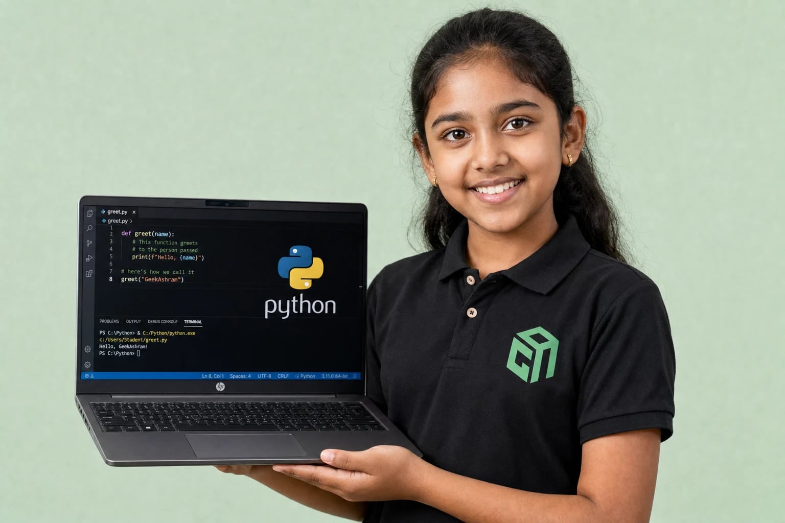 GeekashramJr student building an AI voice assistant Python project GeekashramJr student building an AI voice assistant Python project